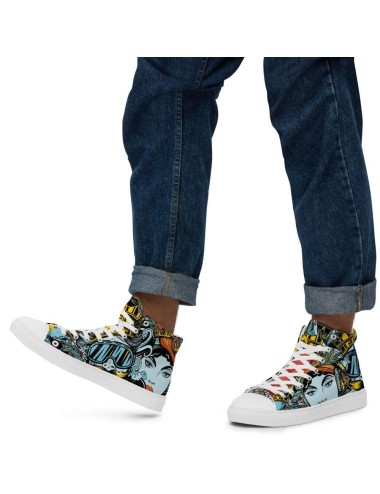 Men's canvas high top trainers - Cannabis King