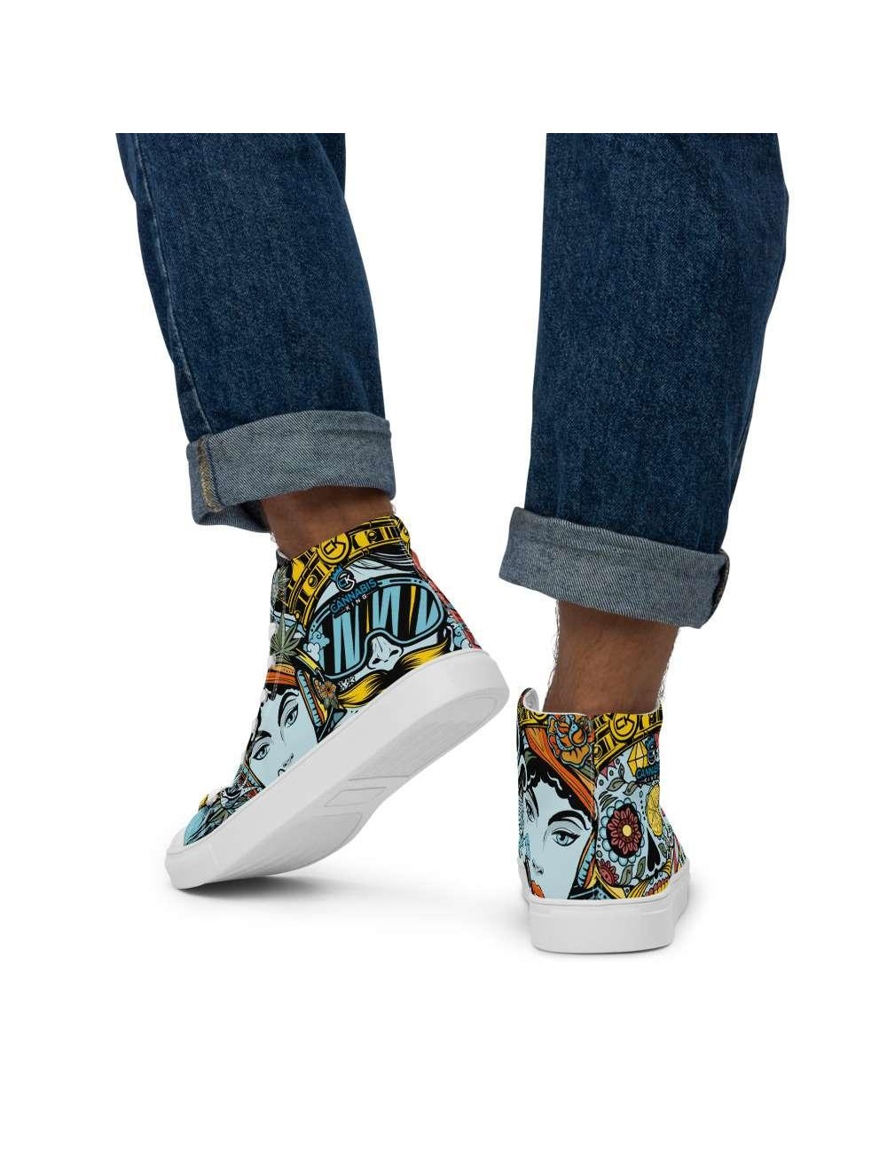 Men's canvas high top trainers - Cannabis King