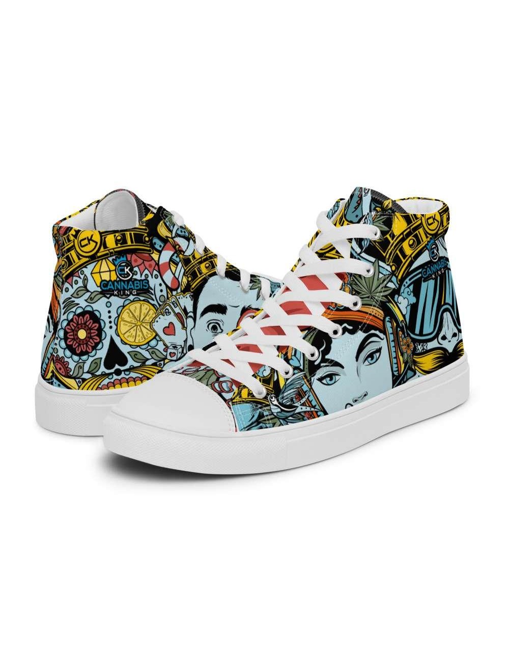 Men's canvas high top trainers - Cannabis King
