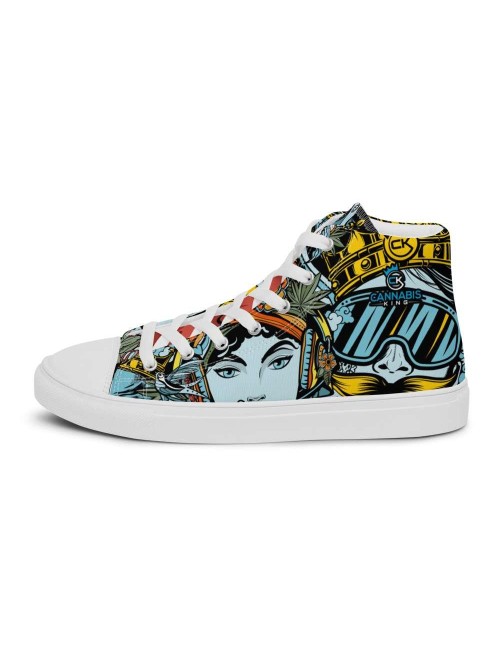 Men's canvas high top trainers - Cannabis King