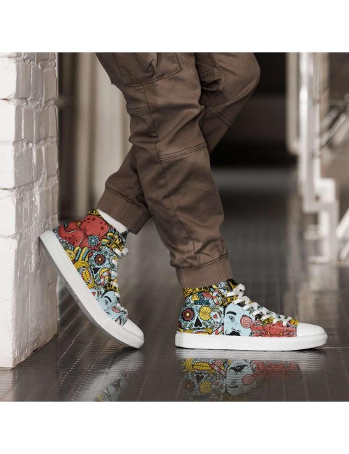 Hohe Sneakers aus Leinen für Männer - - Cannabis King