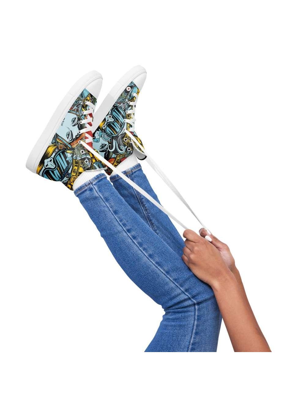 Hohe Sneakers aus Leinen für Frauen - - Cannabis King