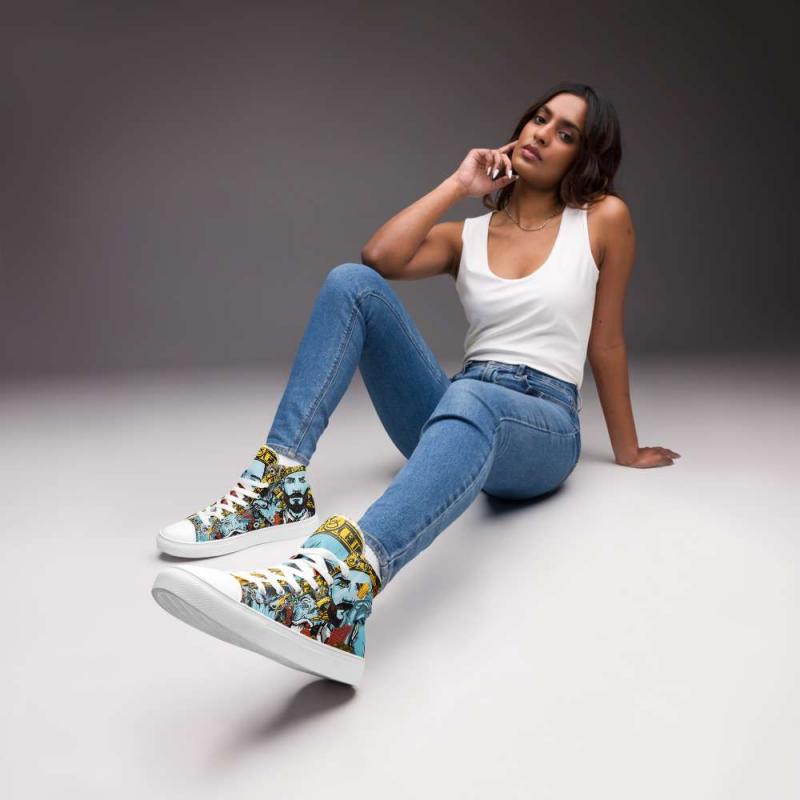Women's canvas high top trainers - Cannabis King Seed Bank Shoes
