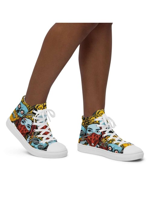 Hohe Sneakers aus Leinen für Frauen - Cannabis King Seed Bank