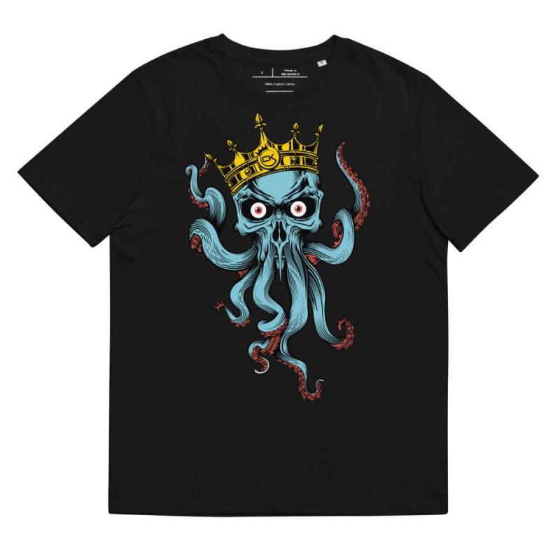 T-shirt unisexe noir en coton biologique - Cannabis King - King Cthulhu T-Shirts
