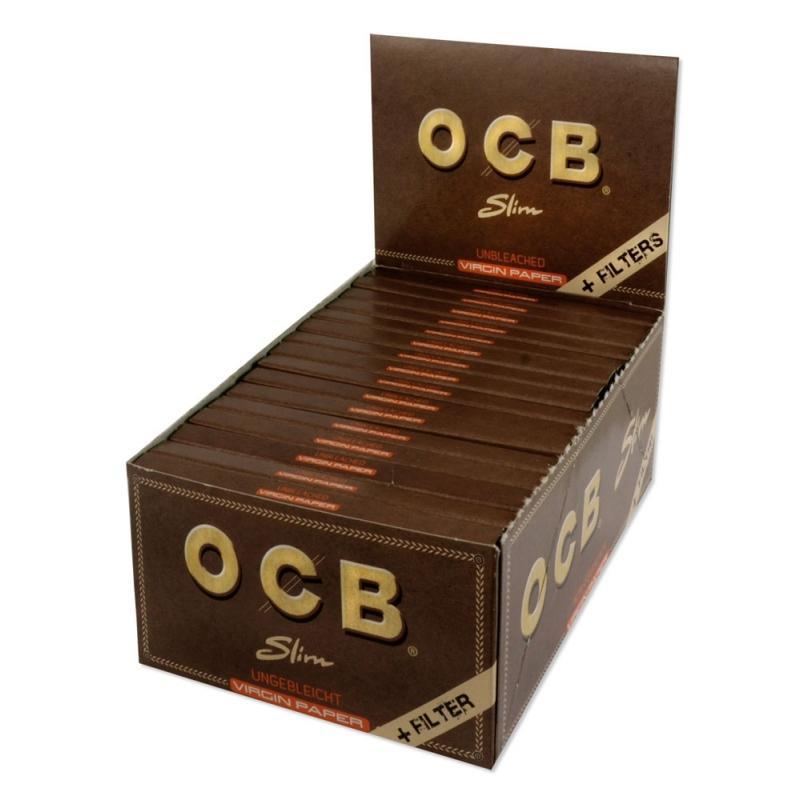 OCB KS Virgin Unbleached Slim + Tips (32 pcs.