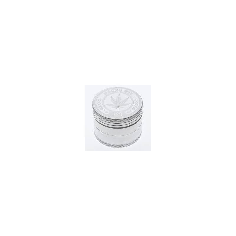 Alu Grinder 4-pièces 50mm Silver Hanfblatt KC Import