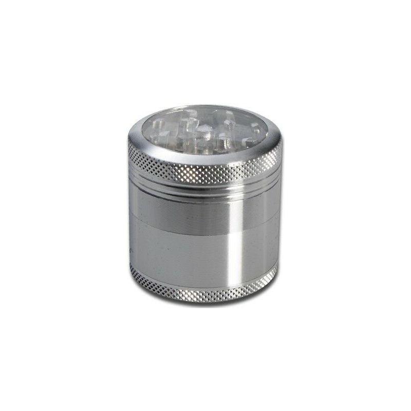 Alu Grinder 4-pièces 50mm Silber mit Fenster KC Import