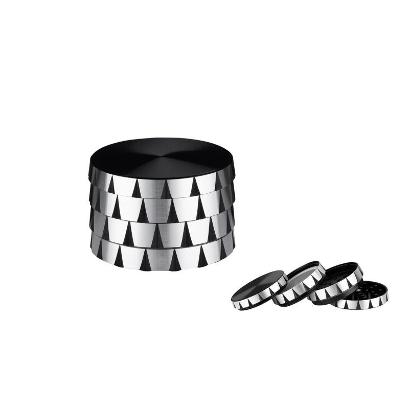 Alu Grinder 4-pièces 55mm Silber/Schwarz KC Import