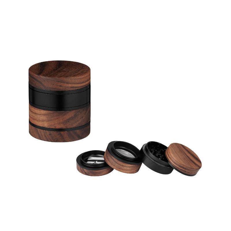 Alu Grinder 4-pièces 60mm Holz/Schwarz KC Import