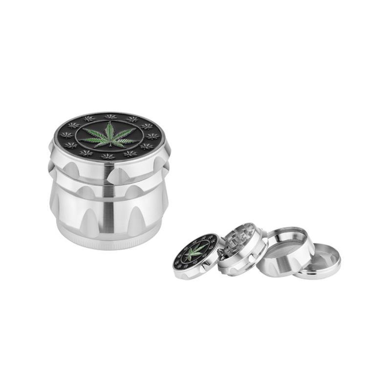 Alu Grinder 4-pièces 48mm Hanfblatt KC Import