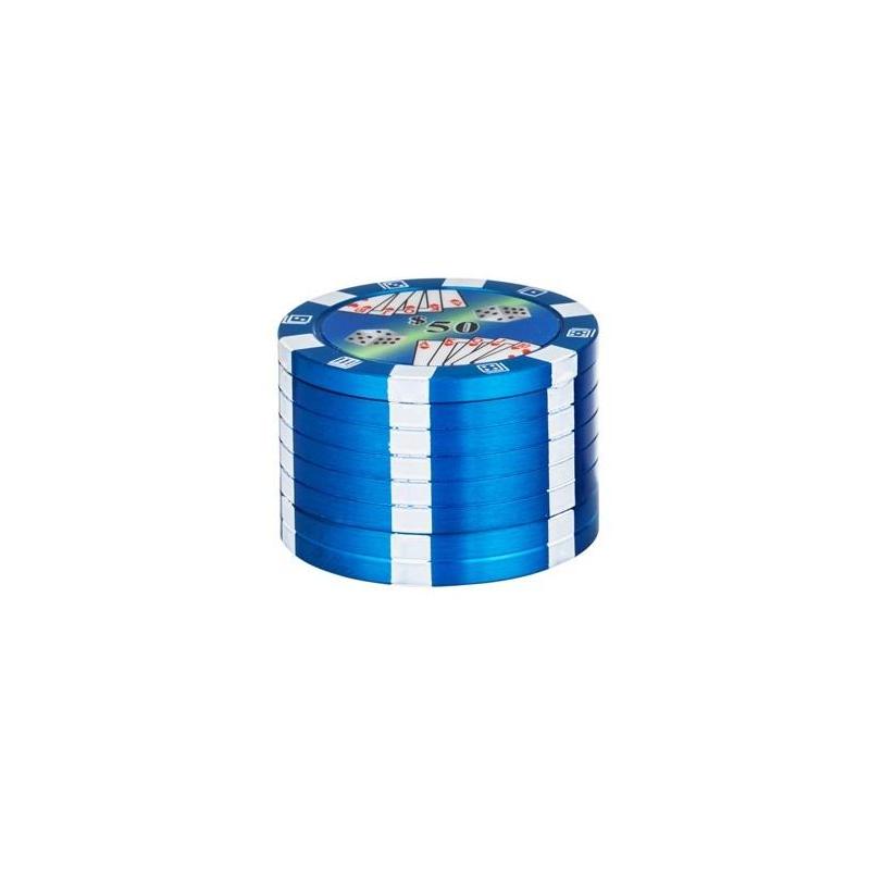 Alu Grinder 3-pièces 40mm Poker Chips Blau KC Import