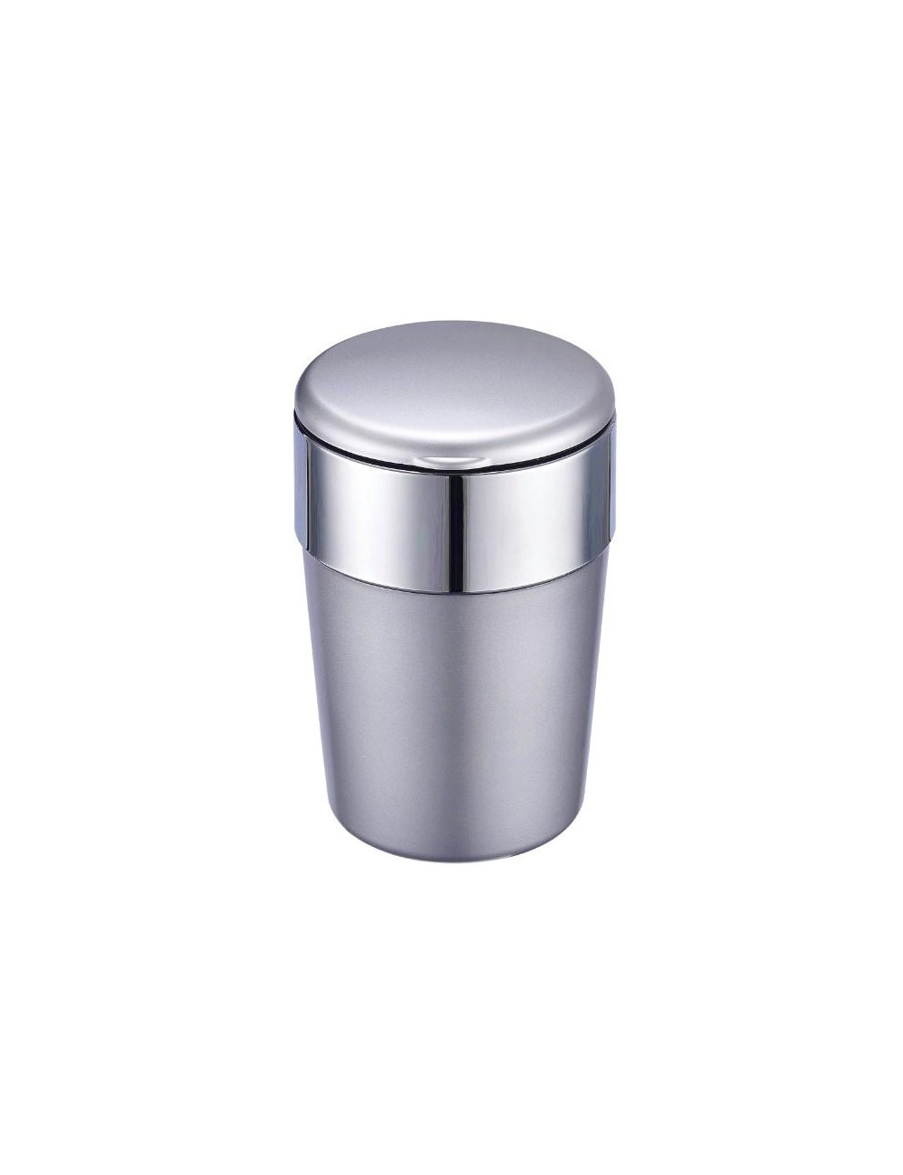 Auto Aschenbecher Metallic mit LED Silber