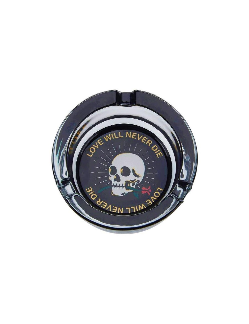 Cendrier en verre Skull Love Will Never Die