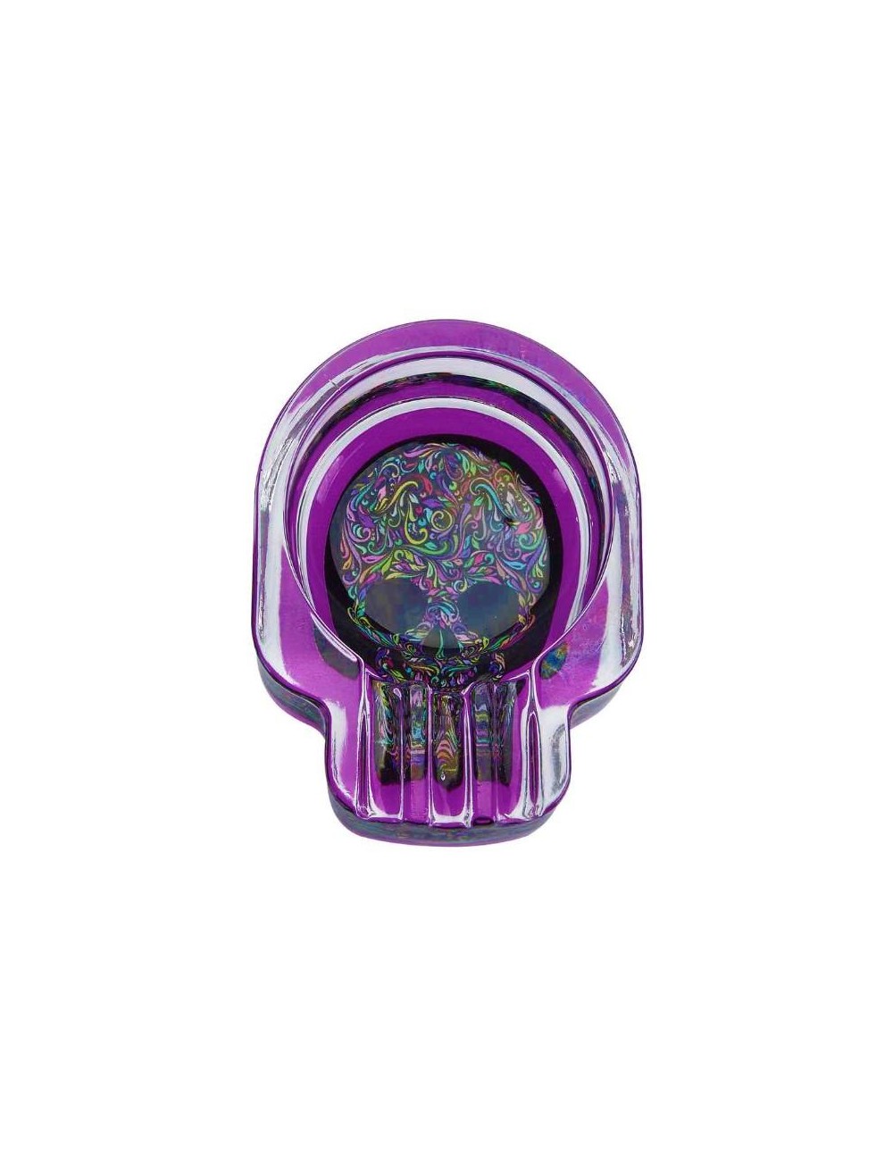 Glas Aschenbecher Schädelform Violett