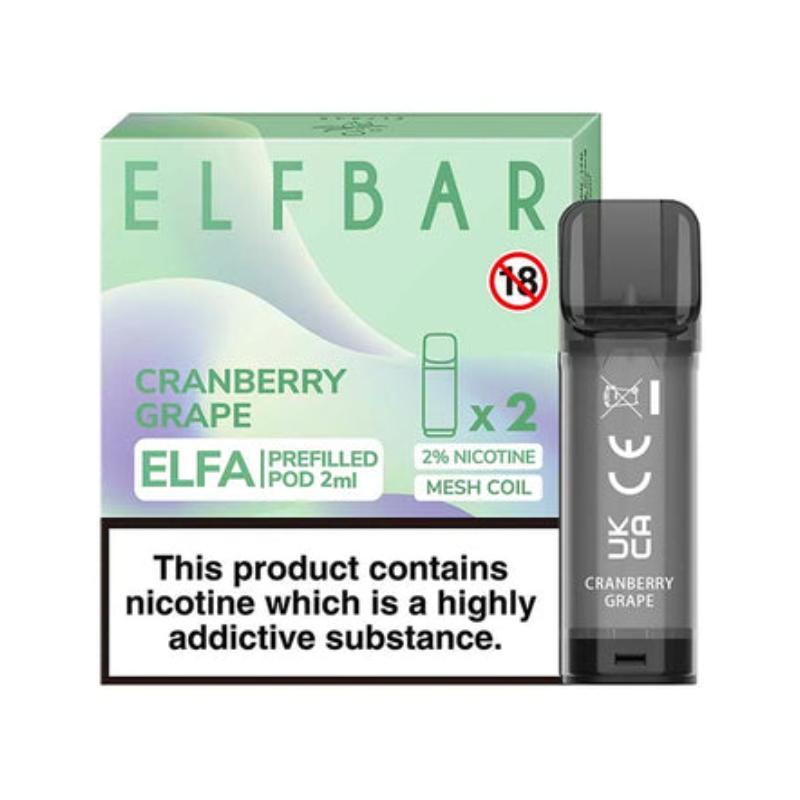 Elf Bar ELFA Prefilled Pod (2 x 2ml) Cranberry Grape Accueil