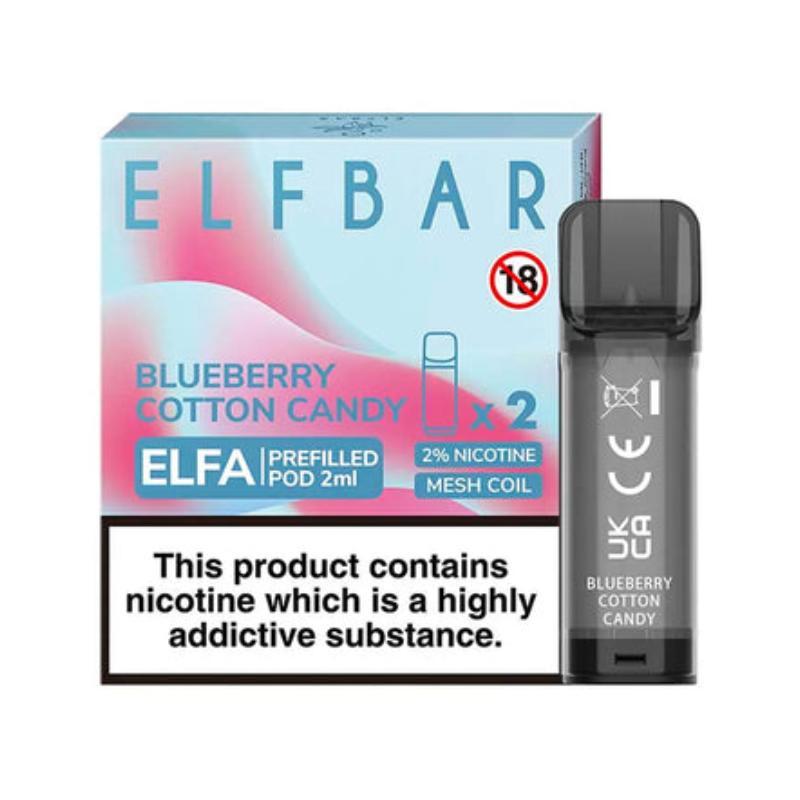 Elf Bar ELFA Prefilled Pod (2 x 2ml) Blueberry Cotton Candy Accueil