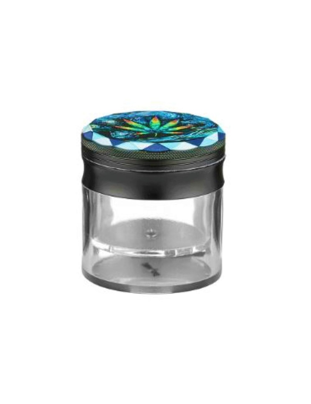 Alu Grinder transparent feuille cannabis 4-pièces 62mm