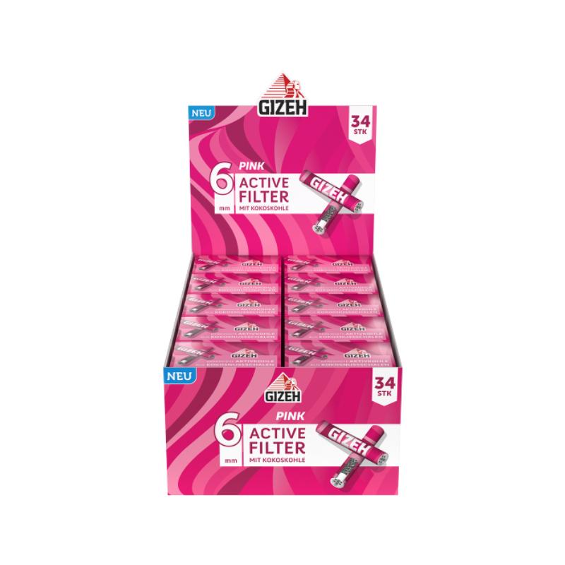 GIZEH Pink Active Filter 6mm (10 x 34 pcs.