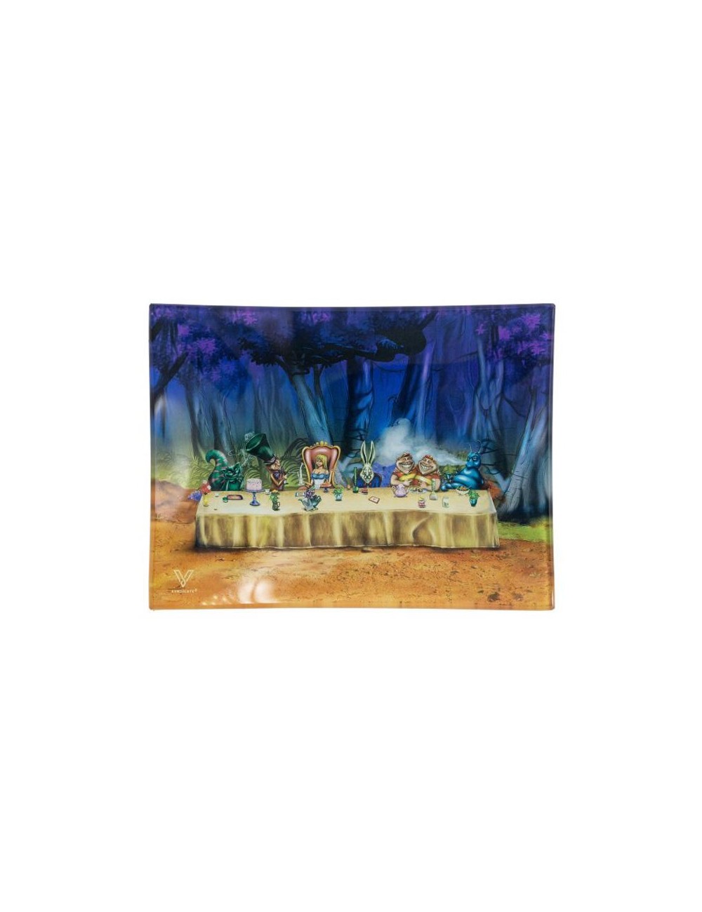 Glass Rolling Tray - Alice Tea Party (16cm x 12cm)