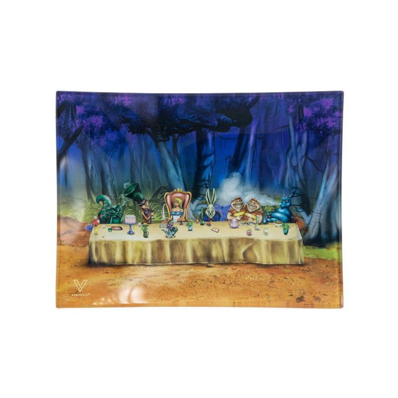 Glass Rolling Tray - Alice Tea Party (16cm x 12cm) KC Import