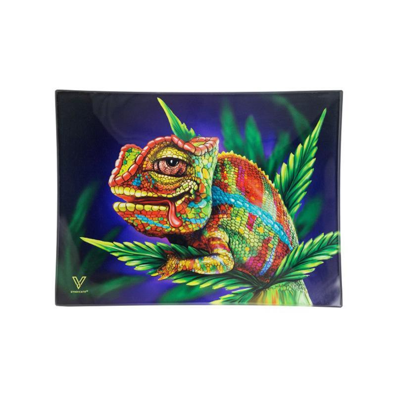 Glass Rolling Tray - Cloud 9 Chameleon (16cm x 12cm) KC Import