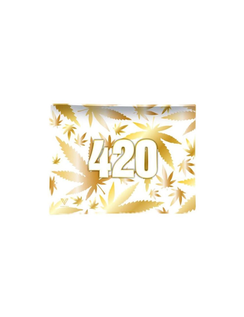 Glass Rolling Tray - 420 Gold (16cm x 12cm)