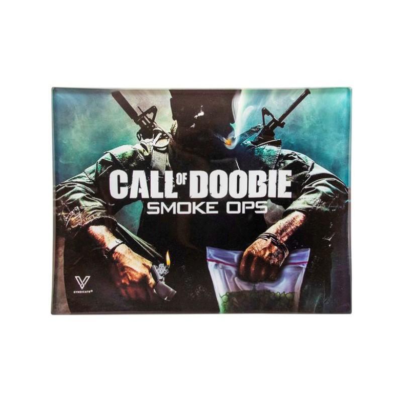 Glass Rolling Tray - Call of Doobie (16cm x 12cm) KC Import