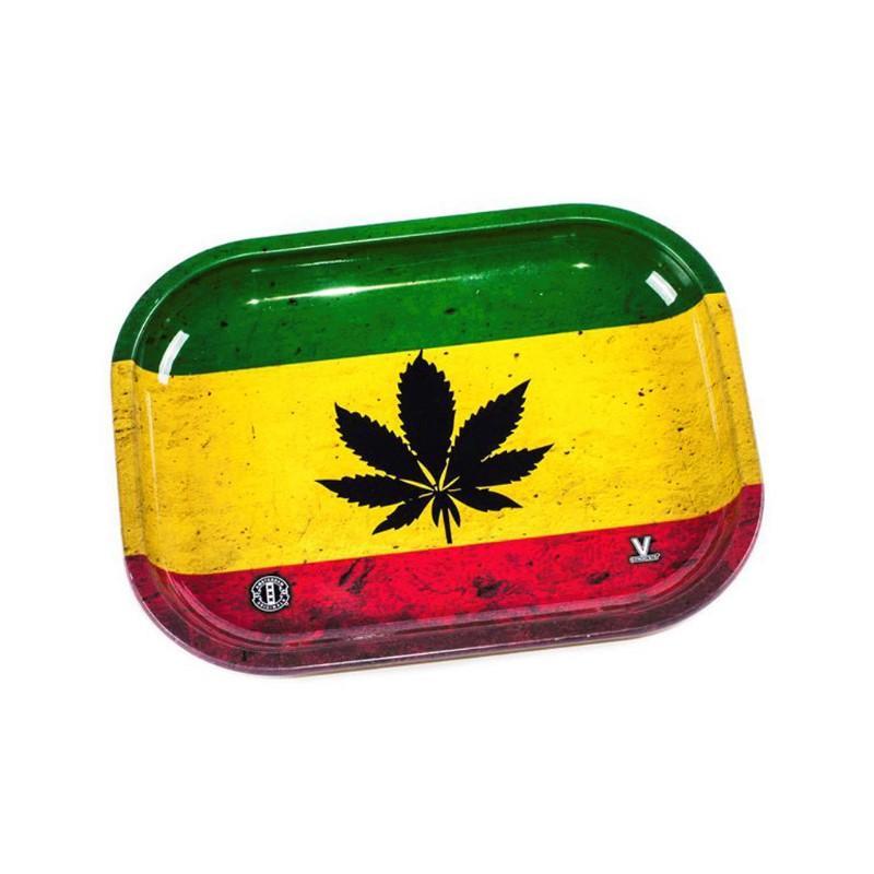 Rolling Tray - Rasta Leaf (18cm x 14cm) KC Import