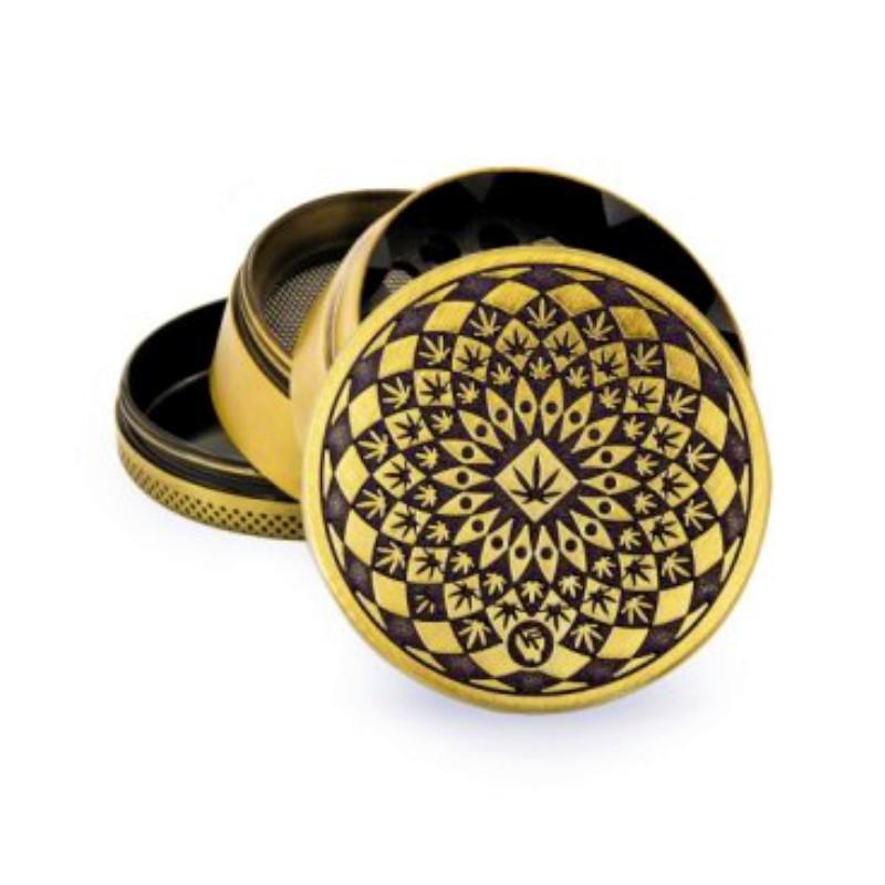 Alu Grinder Leaf Pattern Gold 4-pièces 50mm KC Import