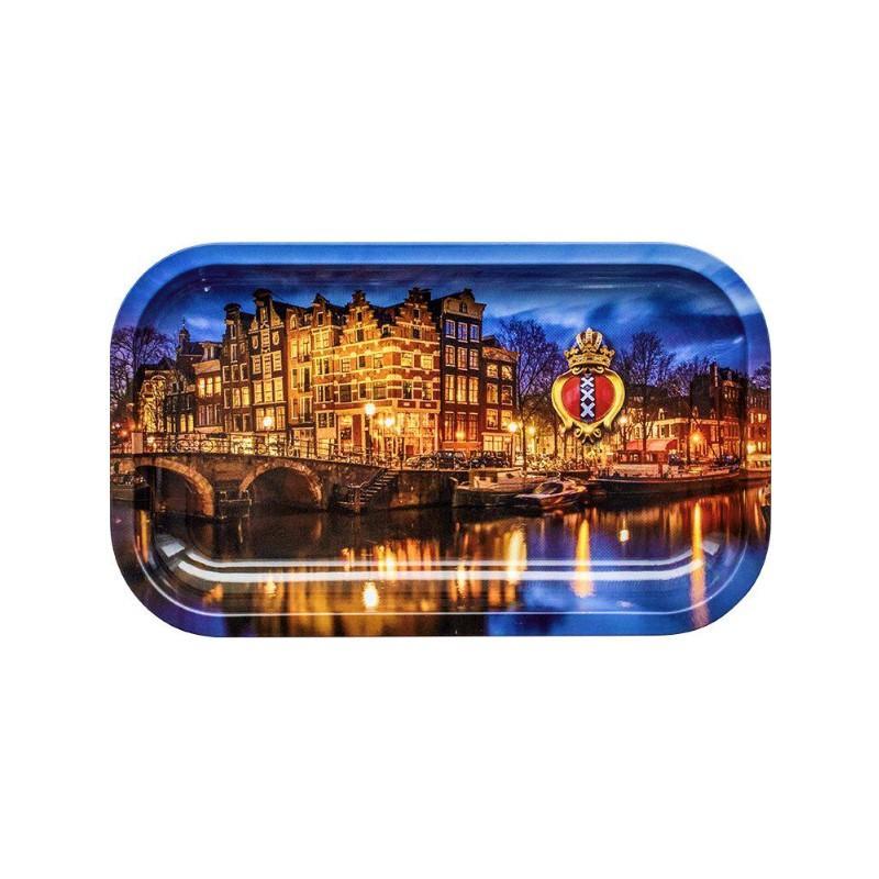 Rolling Tray Metal - Amsterdam Canal (27cm x 16cm) KC Import