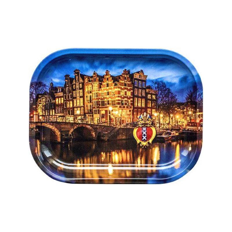 Rolling Tray Metal - Amsterdam Canal (18cm x 14cm) KC Import