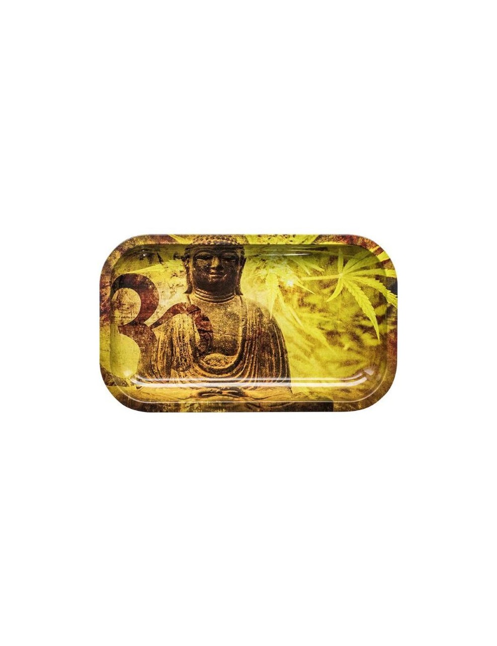 Rolling Tray Metal - Buddha Hemp Leaf (27cm x 16cm)
