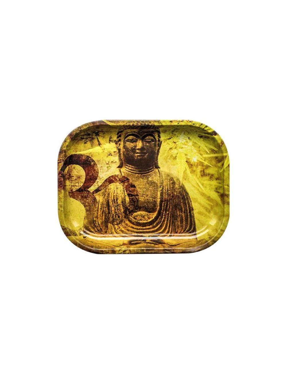 Rolling Tray Metal - Buddha Hemp Leaf (18cm x 14cm)