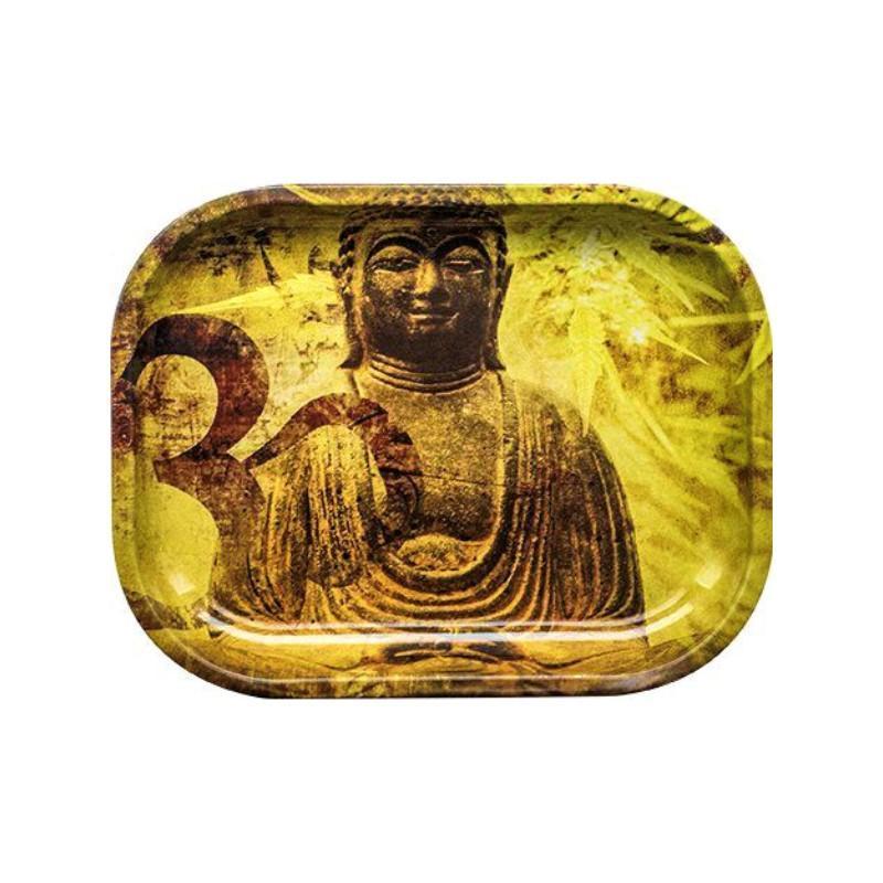 Rolling Tray Metal - Buddha Hemp Leaf (18cm x 14cm) KC Import