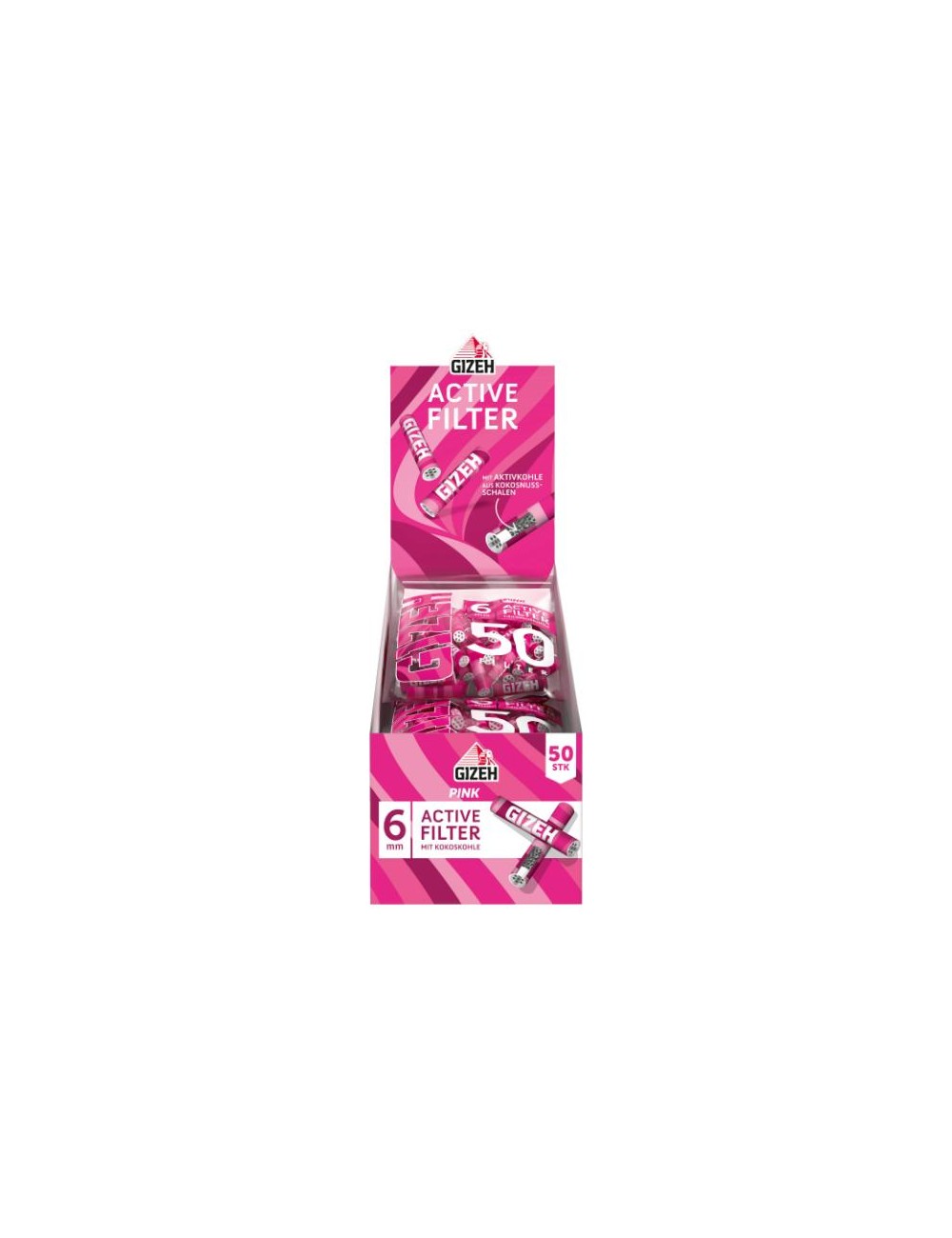 GIZEH Pink Active Filter 6mm (10 x 50 pcs.)