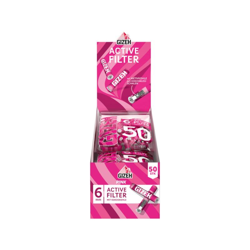 GIZEH Pink Active Filter 6mm (10 x 50 pcs.