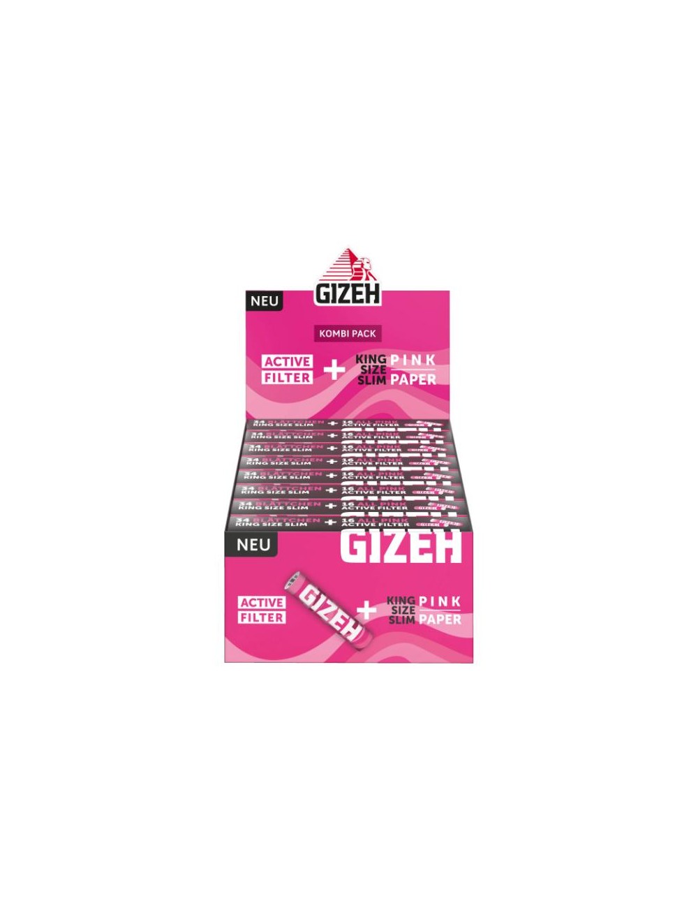GIZEH Pink King Size Slim + Active Filter (16 pcs.)