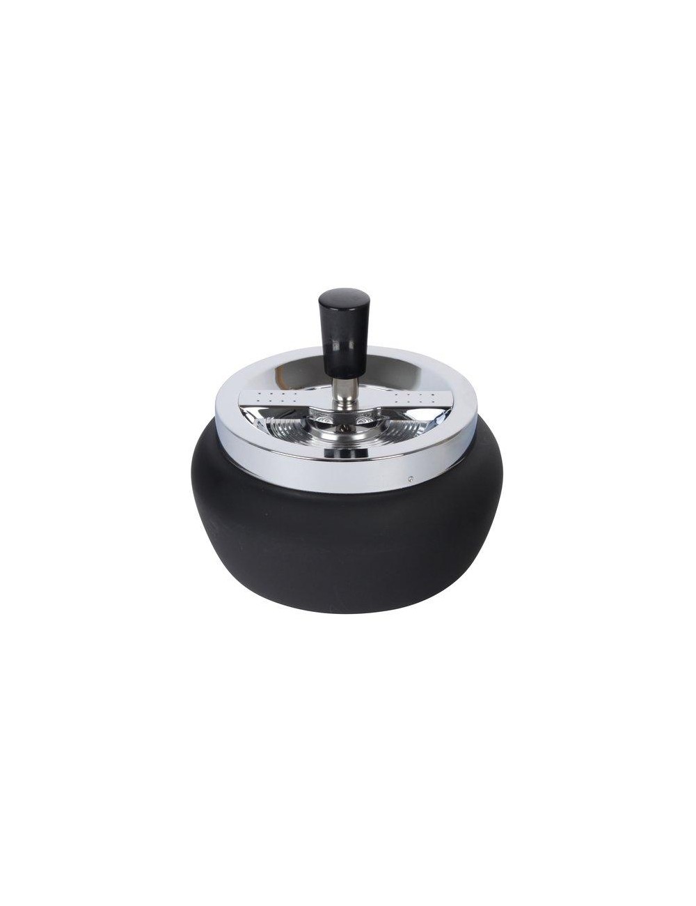 Cendrier rond Chromé et Noir mat 13cm