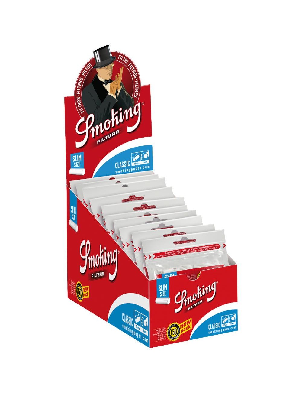 Smoking Filter Slim Classic - Blau (10 x 150 pcs.)