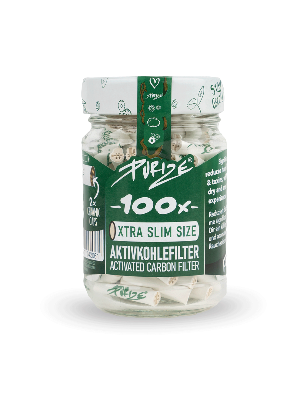 Purize Aktivkohlefilter Xtra Slim 6mm im Glas - white (100 Stk.)