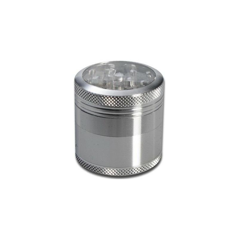 Alu Grinder 4-teilig 50mm Silber mit Fenster