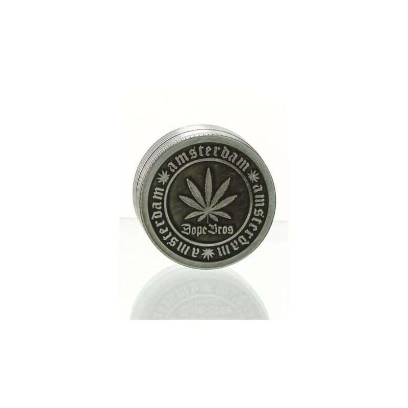 Metal Grinder 2-piece 50mm Dope Bros Silver Grey KC Import