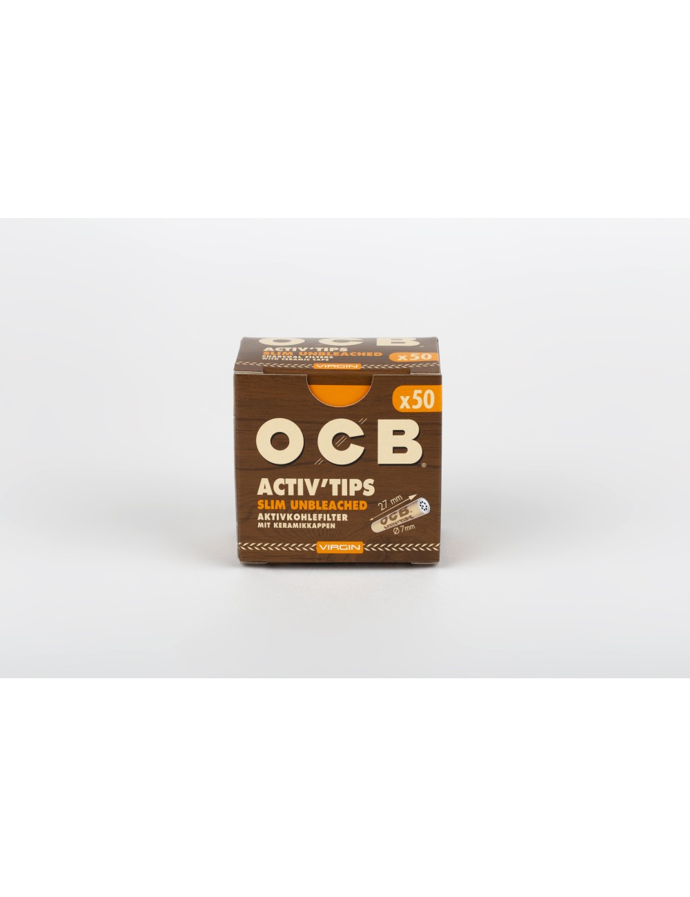 OCB Virgin Unbleached Slim Aktivkohlefilter 7mm (10 x 50 pcs.)