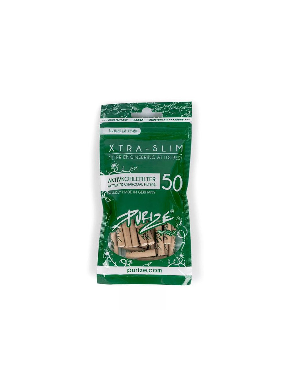 Purize Filtre à charbon actif Xtra Slim 6mm - organic (50 pcs.)