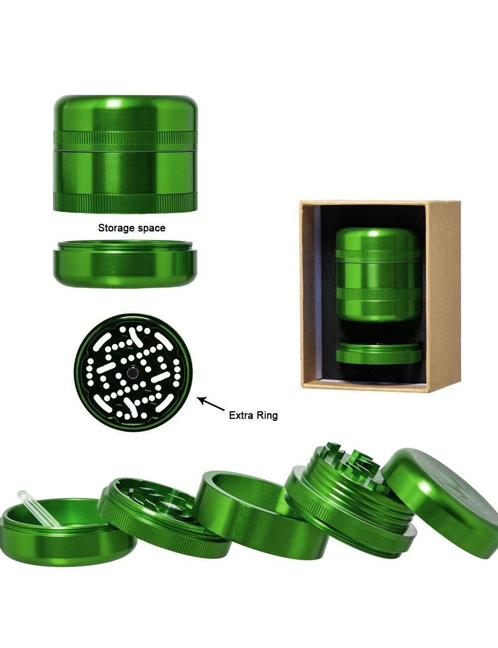 Alu Grinder Grace Glass 5-teilig 55mm Green