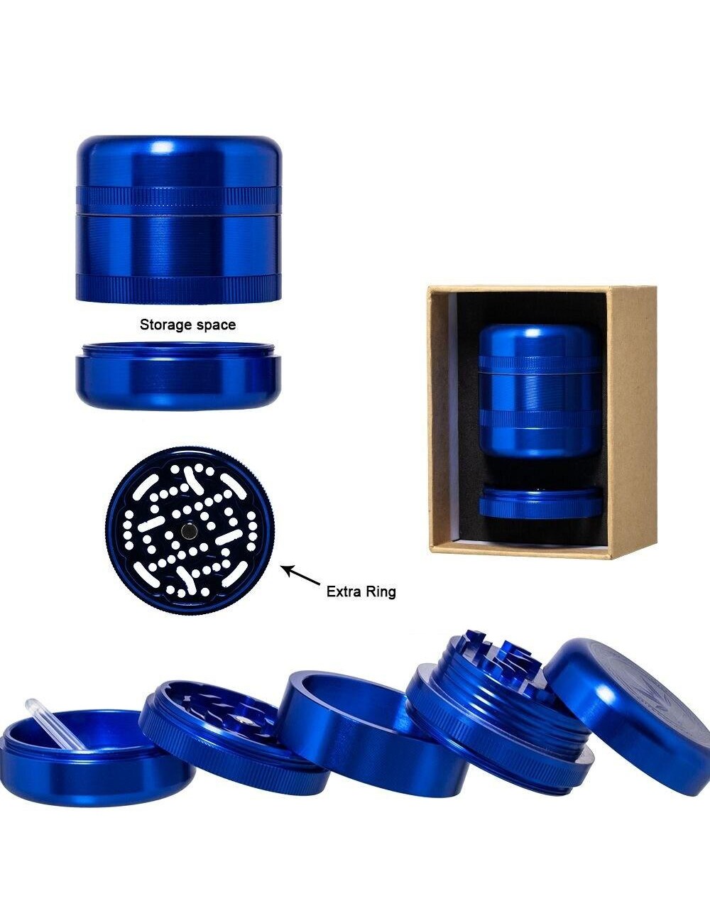 Alu Grinder Grace Glass 5-pièces 55mm Blue