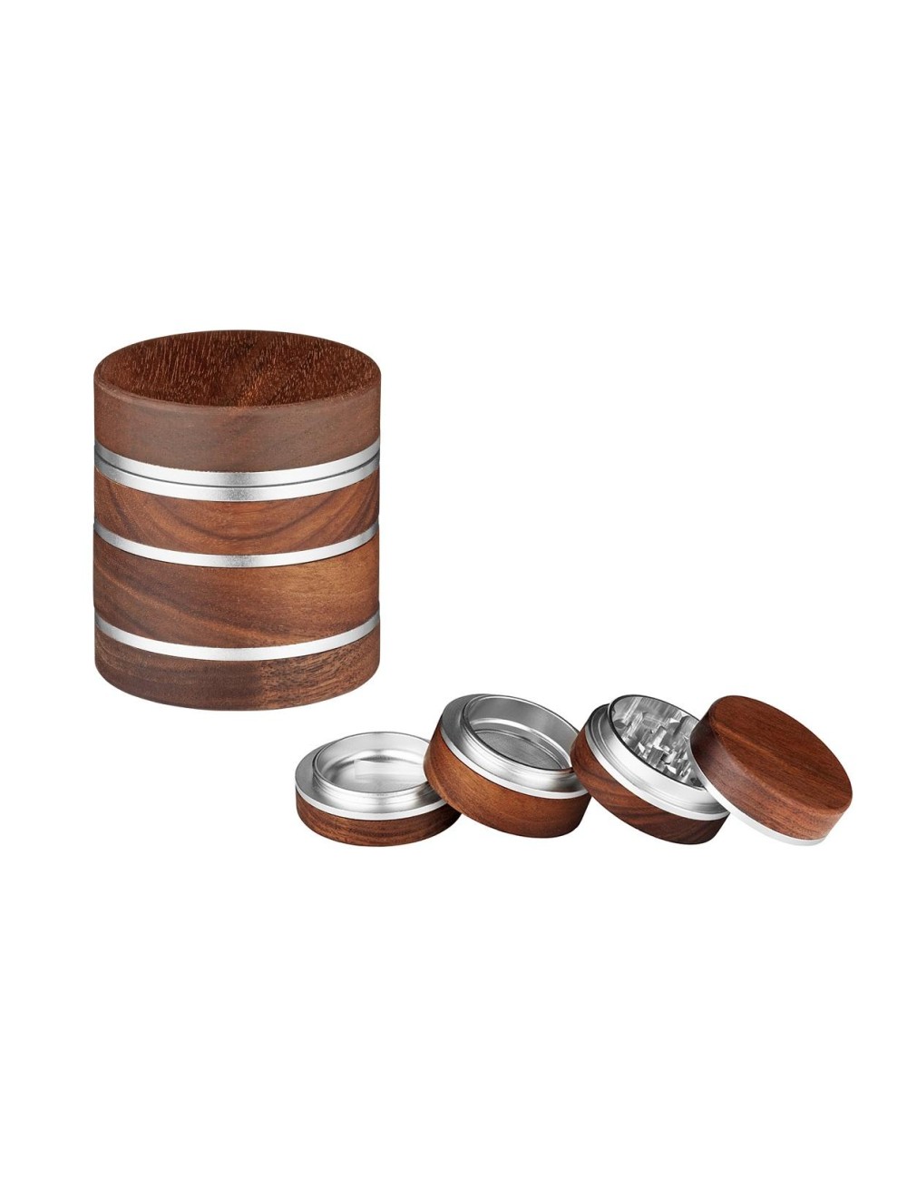 Alu Grinder 4-piece 60mm Holz/Silber