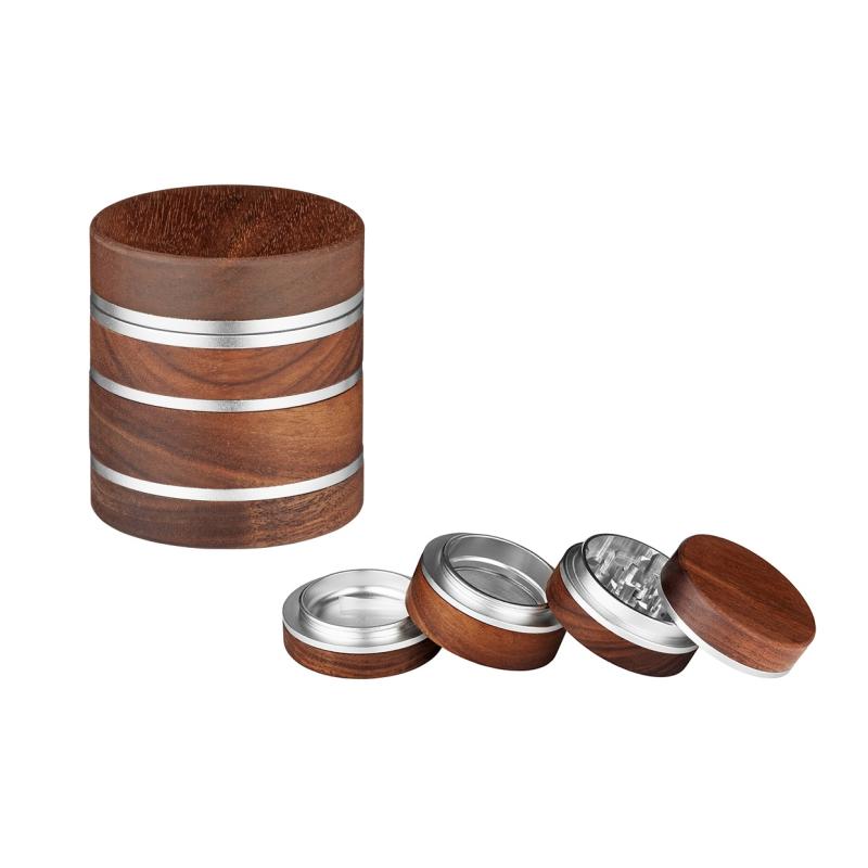 Alu Grinder 4-piece 60mm Holz/Silber