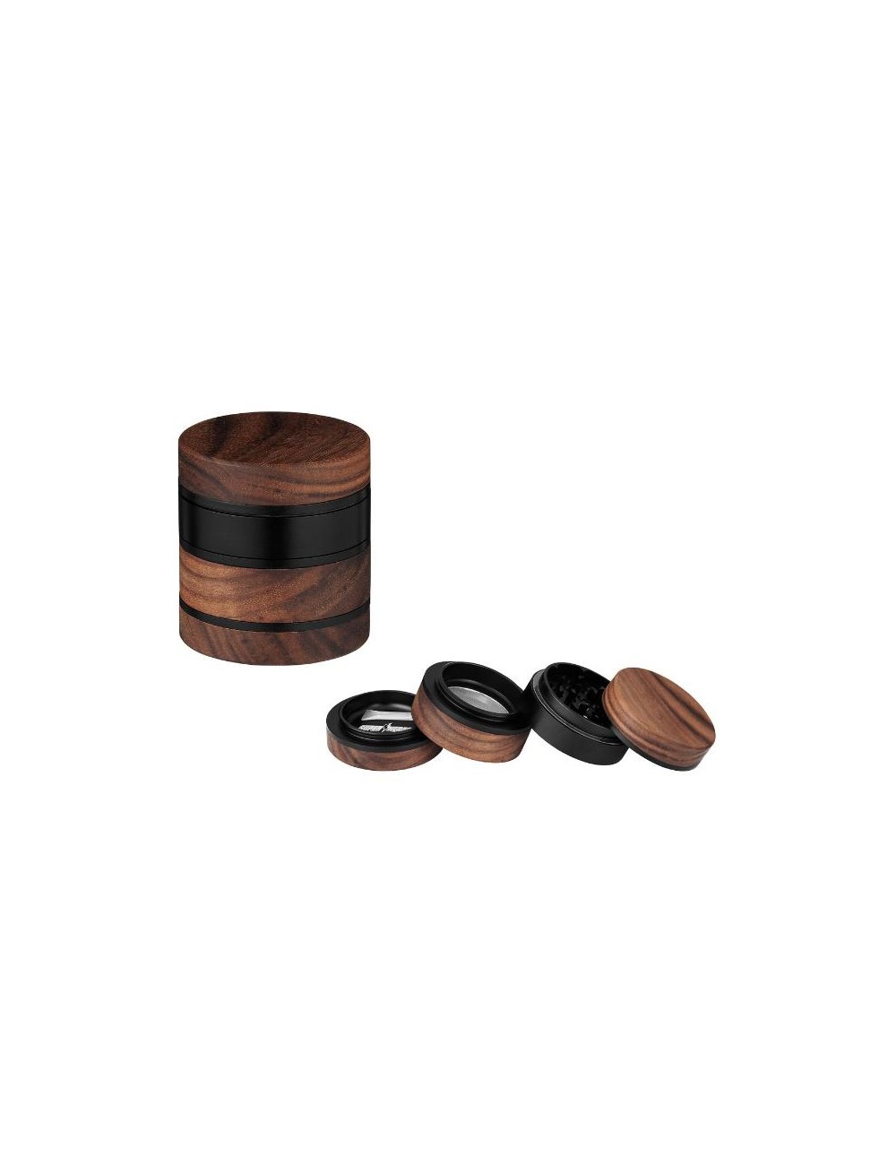 Alu Grinder 4-piece 60mm Holz/Schwarz